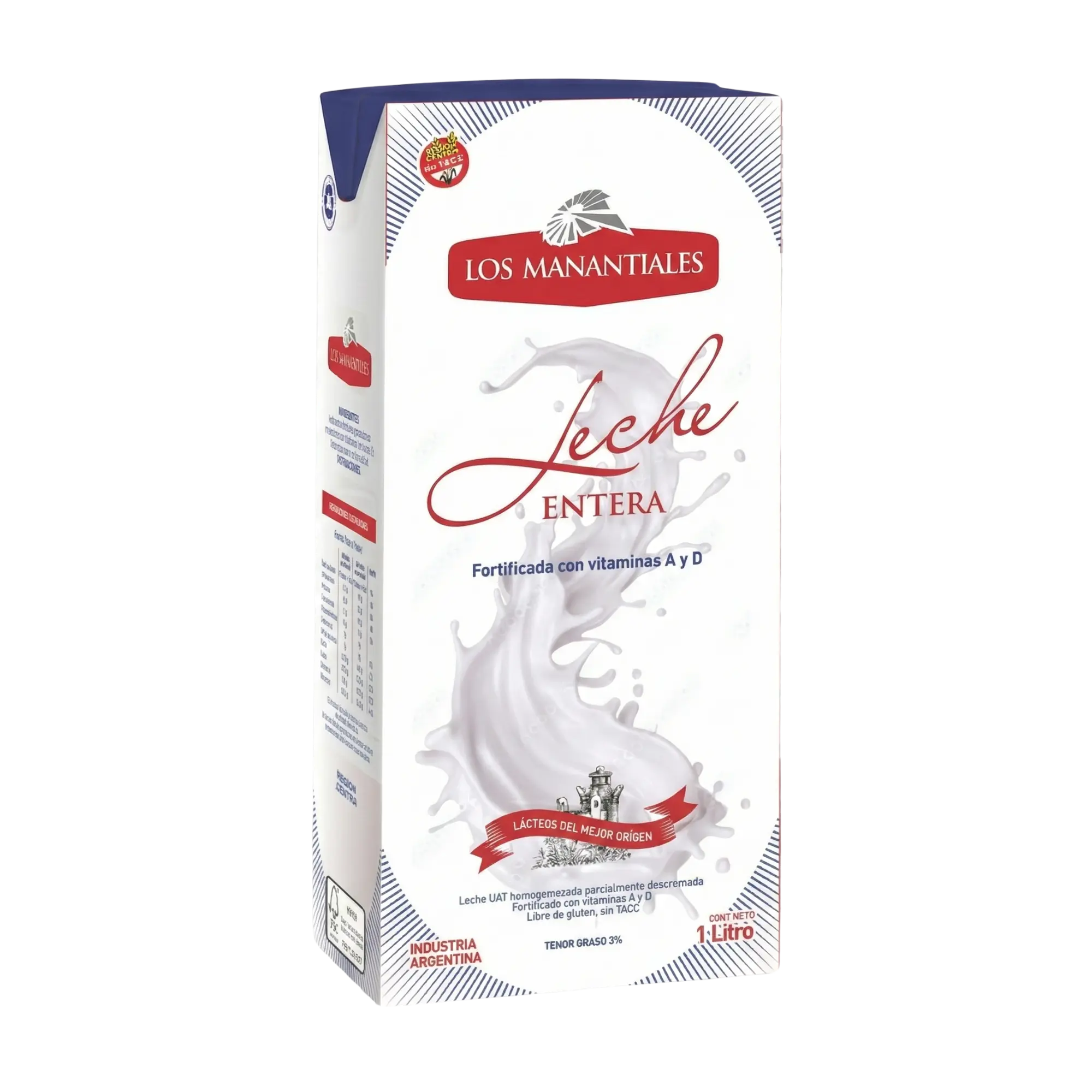 Leche Los Manantiales larga vida 1L. Fresca, nutritiva y de calidad. Comprá lácteos al por mayor en Vertiente Mayorista Mendoza.
